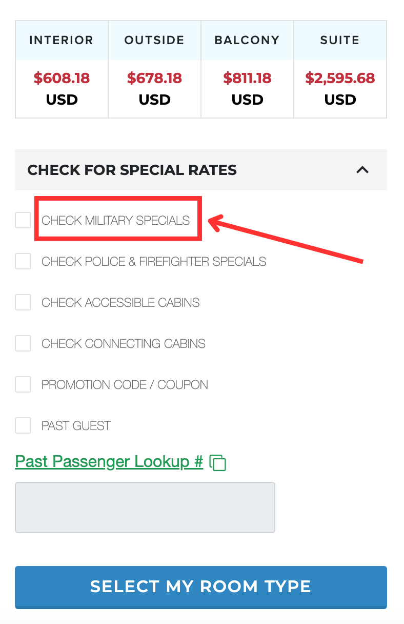 choose "check military specials"