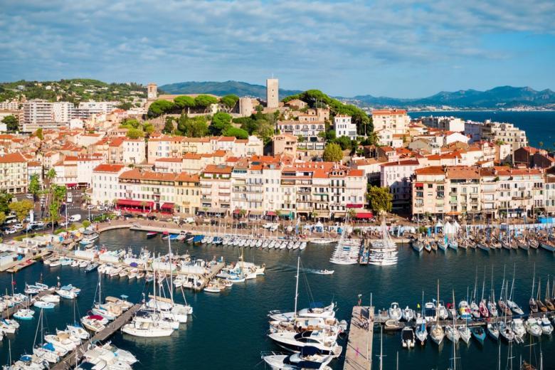 Cannes port aerial panoramic view